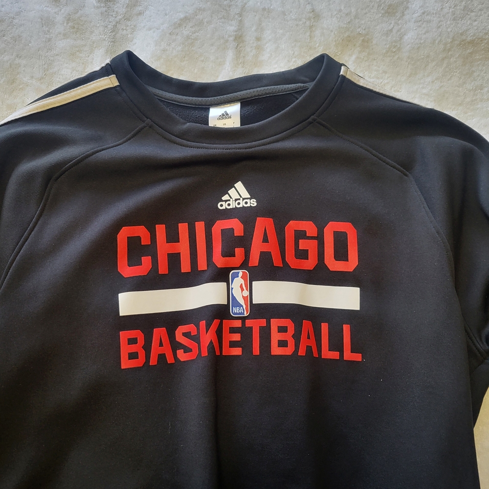 Adidas Black and Red Chicago Basketball Sweater
